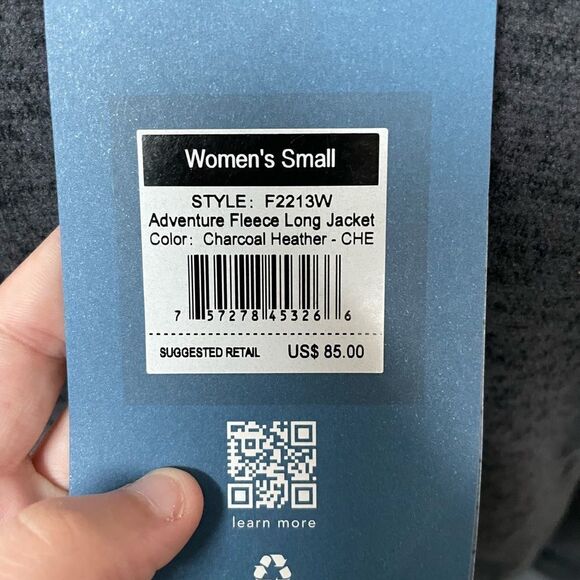 NWT White Sierra Adventure Fleece Long Jacket in Charcoal Heather- Small - Picture 2 of 6